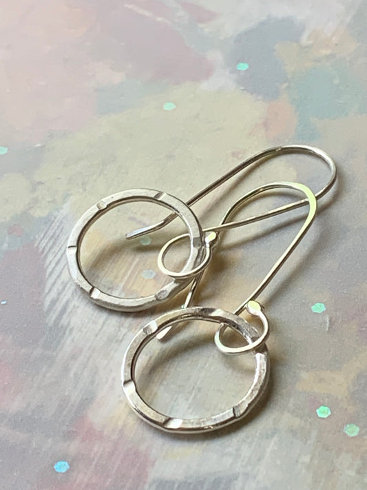 Bamboo Circles- Fine Silver Earrings