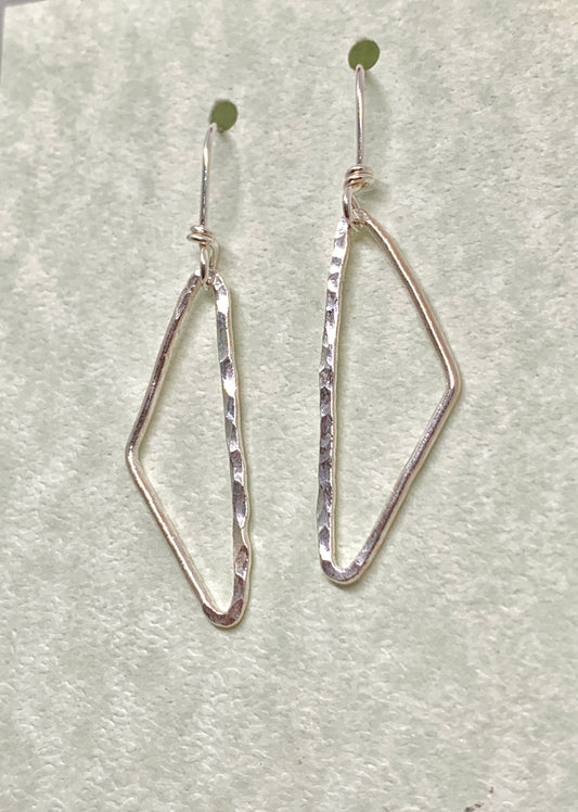 Fine silver triangle earrings
