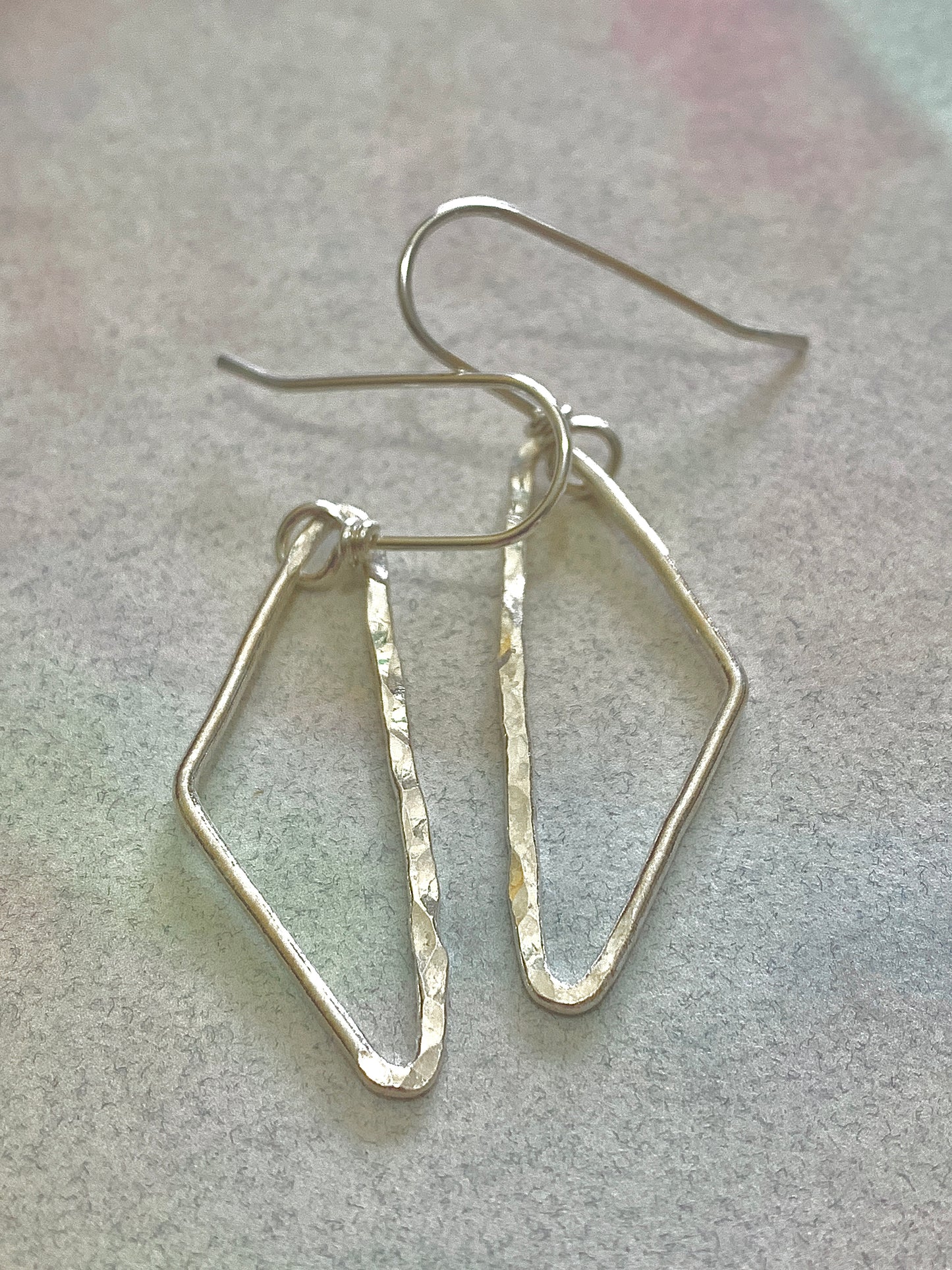 Fine silver triangle earrings